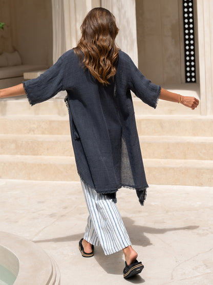 Laguna French Linen Kimono Charcoal