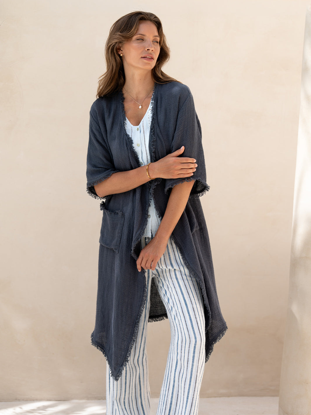 Laguna French Linen Kimono Charcoal