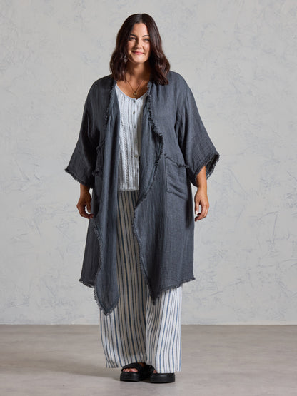 Laguna French Linen Kimono Charcoal