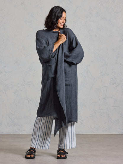 Laguna French Linen Kimono Charcoal