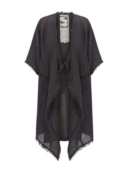 Laguna French Linen Kimono Charcoal