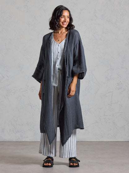 Laguna French Linen Kimono Charcoal