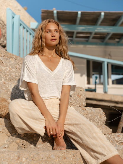 Sadhu Cotton Pants Sand Stripe